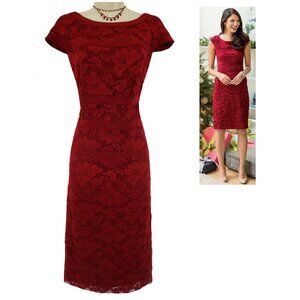 Dressbarn Red Lace Banded Sheath Dress Size 20W 2X Plus Christmas Holiday Party